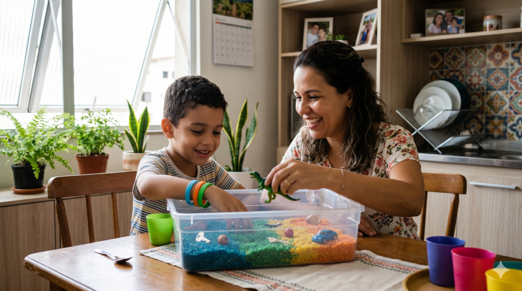 Atividade sensorial para criança com autismo em casa